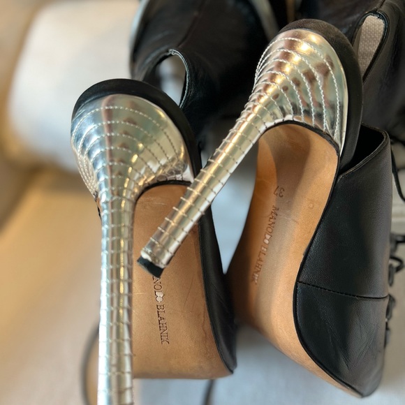 Manolo Blahnik | Leather |  Lace Up Booties | RARE - Picture 8 of 14